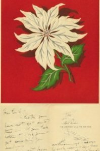 Katherine Hepburn also sent out a strikingly independent poinsettia flower Christmas card. (liveauctionworld.com)