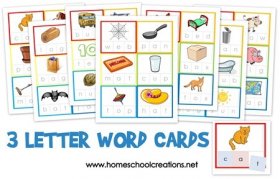 3 Letter Word Cards - 42 CVC words for spelling and reading