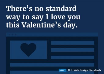 A valentines message floating above the draft web standards logo.