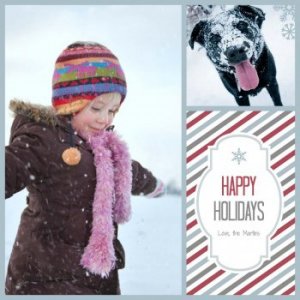 An adorable holiday e-card featuring a kiddo and canine.