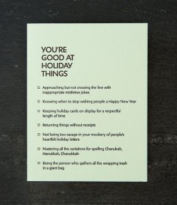 Funny holiday cards: You're good at holiday things from Shop Sapling Press