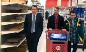 gay couple and jason jones shopping at target for the daily show