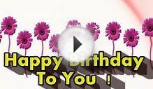Happy Birthday Greeting Card With Beautiful Flowers