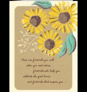 Vintage-look Sunflowers Friendship 5x7 Folded Card