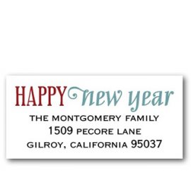 white happy new year return address label